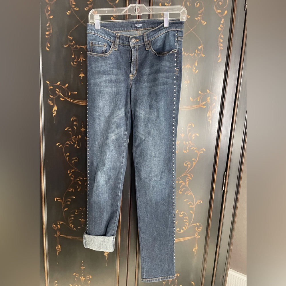 Karen Kane Denim Skinny Studded jeans sz 8